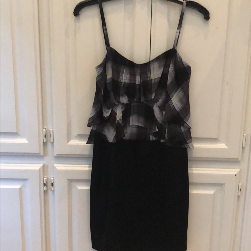 BCBG Plaid Top Satin Bottom Dress Size 0 NWT